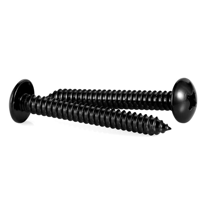 OUSCHR #10 x 2 Truss Head Wood Screws Sheet Metal Screw, Self Tapping, 18-8 Stainless Steel 304 Black Finish, 50 PCS - Image 1